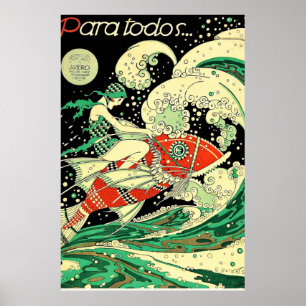 Poster Arte Deco Vintage - Para Todos - Ondas Psicodélica