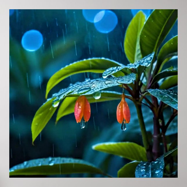 Poster Arte Decorativa - Chuva Cai Nas Folhas #2 (Frente)