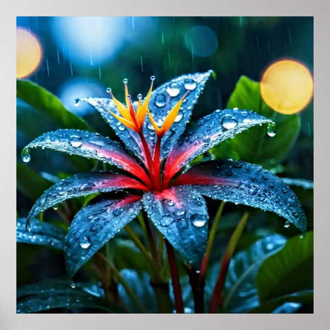 Poster Arte Decorativa - Chuva Cai Nas Folhas #3 (Frente)