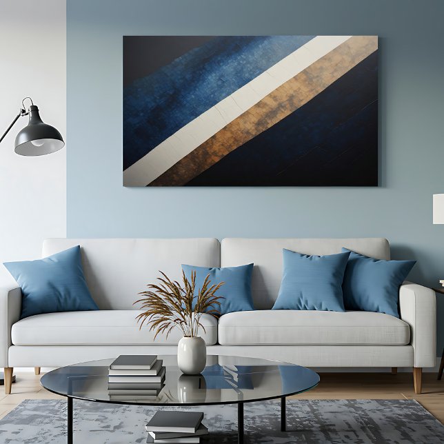 Poster Arte Diagonal Abstrata Texturizada Azul Dourado (Criador carregado)