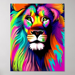Poster Arte Digital Colorida Lion
