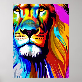 Poster Arte Digital Colorida Lion | Aniversário