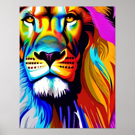 Poster Arte Digital Colorida Lion | Aniversário
