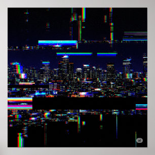 Poster Arte digital de fissuras futuristas