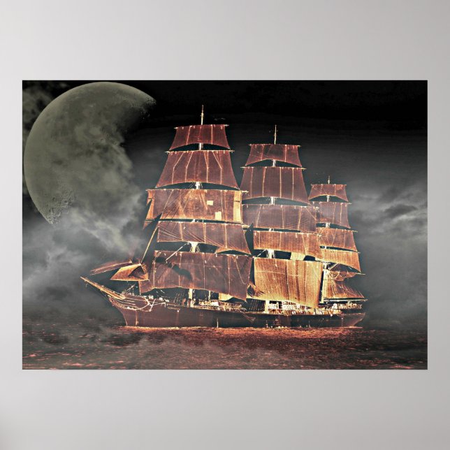 Poster Arte digital de navio à vela (Frente)
