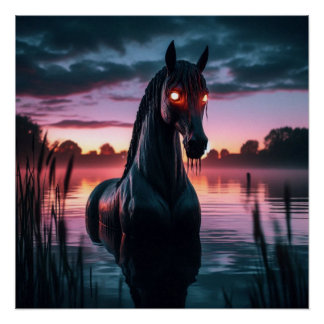 Pôster Arte digital de parede de cavalos de água mítica
