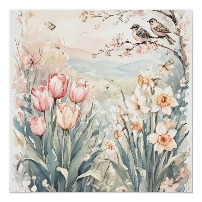 Pôster arte digital de parede de primavera pacífica para  (Frente)