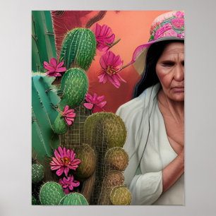 Poster Arte Digital Floral Surrealista da Vovó