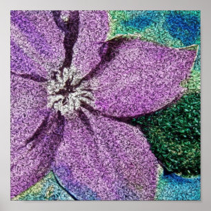 Pôster Arte Digital Mídia Mídia com Flor Roxo