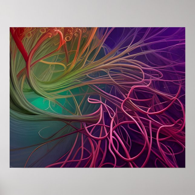 Poster Arte Digital Rainbow Rhizomes (Frente)