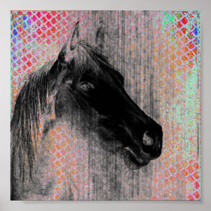 Poster Arte digital sobre cavalos