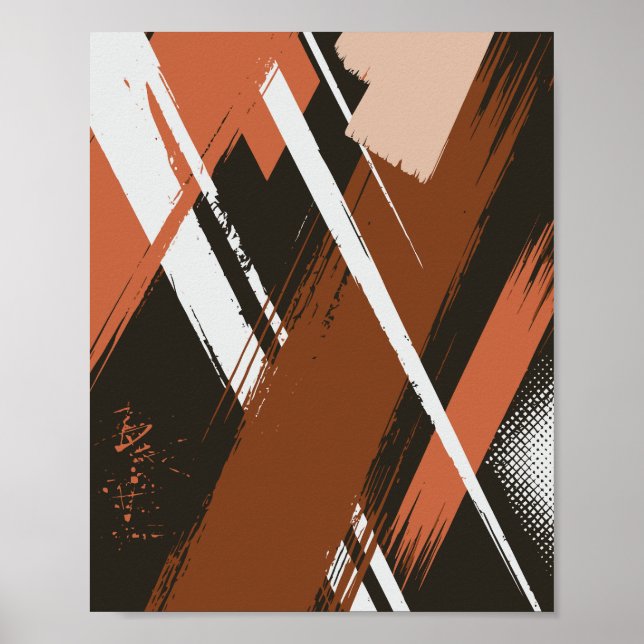 Poster Arte dinâmica do traçado do pincel Abstrato (Frente)