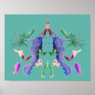 Poster Arte divertida do teste de Inkblot Rorschach