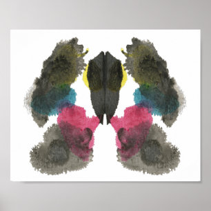 Poster Arte divertida do teste de Inkblot Rorschach