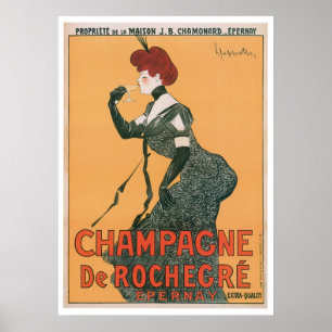 Pôster Arte do anúncio da bebida de Champagne De Rochegr
