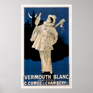 Poster Arte do anúncio da bebida do vintage de Blanc do
