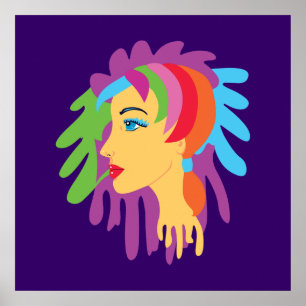 Pôster Arte do Cabelo Arco-íris
