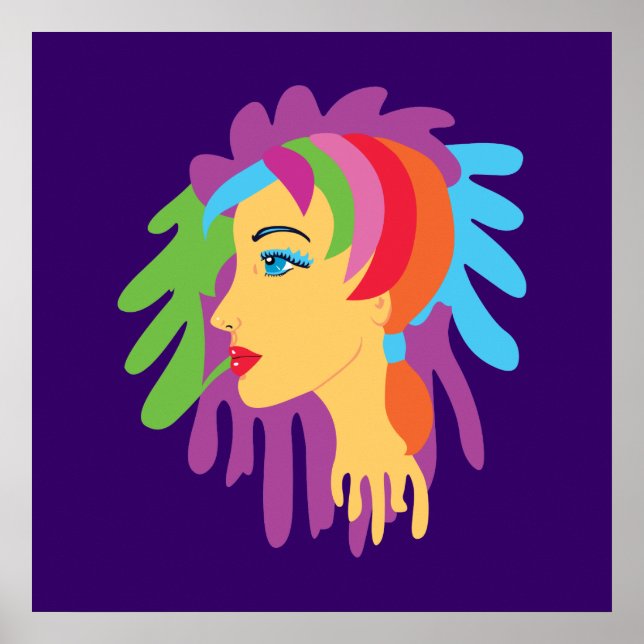 Pôster Arte do Cabelo Arco-íris (Frente)