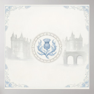 Poster Arte do Castelo do Cardo Escocês Azul Patrimônio