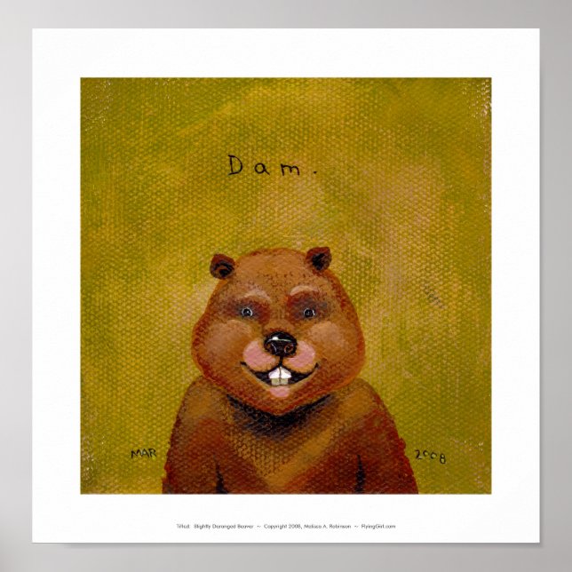 Pôster Arte do castor pintura original ligeiramente desor (Frente)