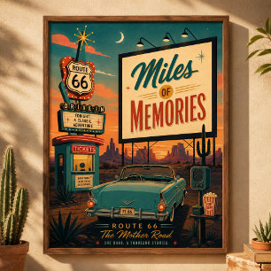 Poster Arte do Centenário do Drive In da Rota 66 Memórias