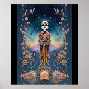Poster Arte do Crânio do Açúcar - Dia Festivo dos Mortos