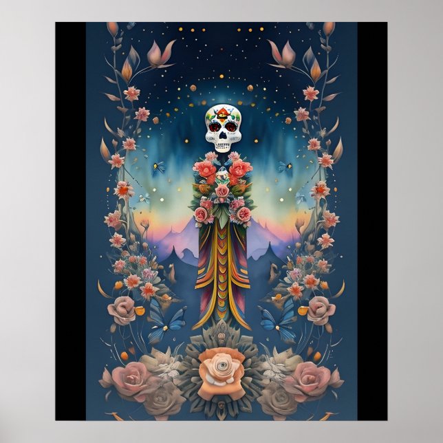 Poster Arte do Crânio do Açúcar - Dia Festivo dos Mortos (Frente)