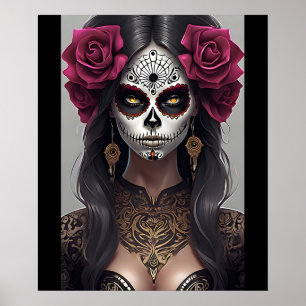 Poster Arte do Crânio do Açúcar - Rosas e Revelação