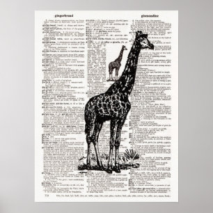 Pôster Arte do dicionário do girafa