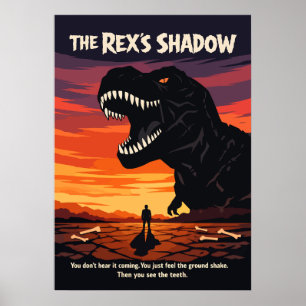Poster Arte do Dinossauro T-Rex Pôr do Sol