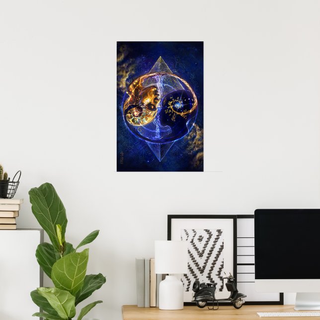Poster Arte do equilíbrio yin-yang da chama gêmea (Escritório em casa)