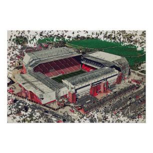 Pôster Arte do Estádio de Futebol - Liverpool, Inglaterra