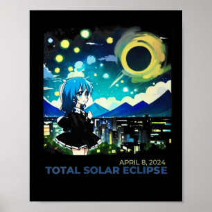 Poster Arte do estilo anime Solar Eclipse 2024