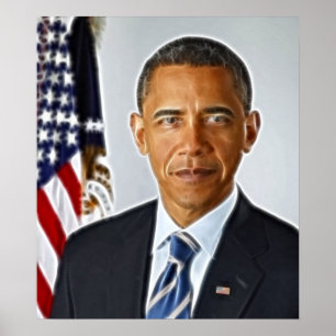 Poster Arte do Fractal, retrato oficial Barack Obama
