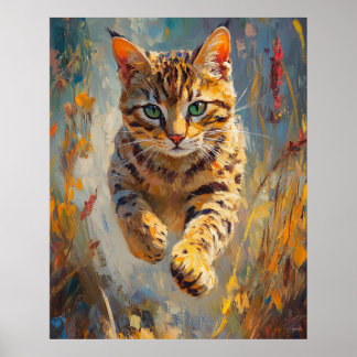 Poster Arte do Gato Bengal Saltitante