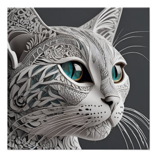 Pôster arte do gato-do-mato-gustav klimt