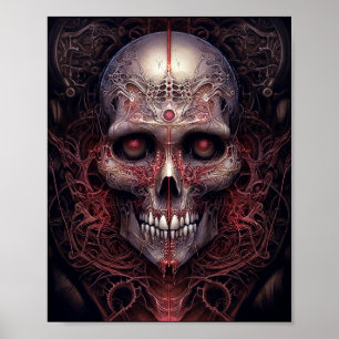 Poster Arte do Horror Gótico do Crânio Surreal