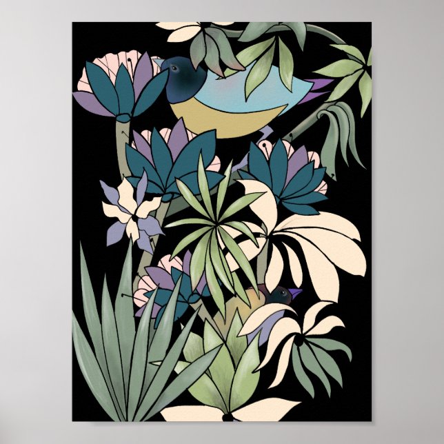 Poster Arte do jardim de flores de abstrato (Frente)