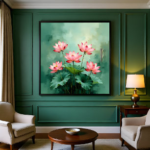 Pôster Arte do Lótus Rosa