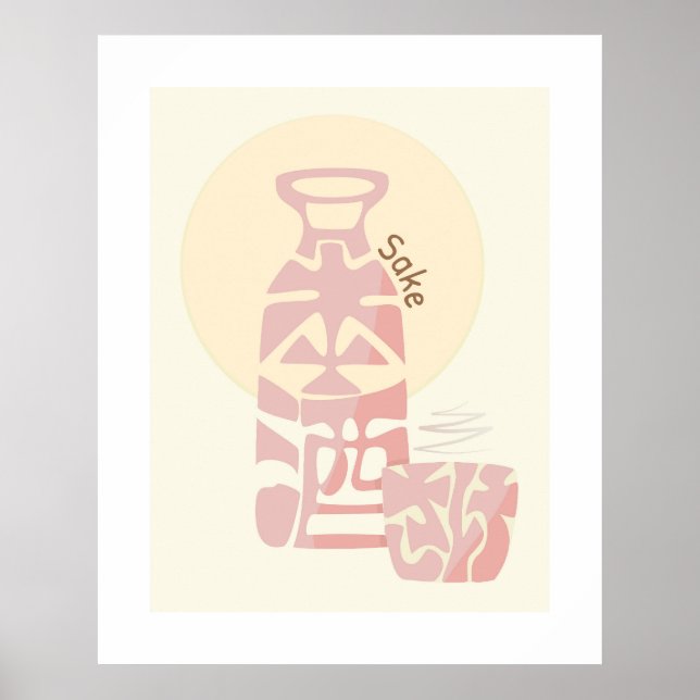 Poster Arte do Muro de Palavras Sake Kanji/Hiragana (Frente)