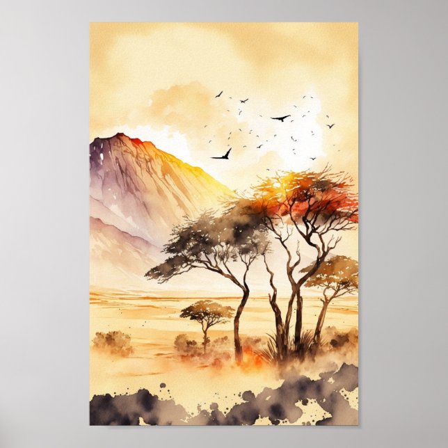 Poster Arte do Muro de Safari Sunset Africano (Frente)