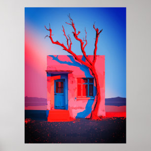 Poster Arte do Muro do Deserto Surreal - Minimalista