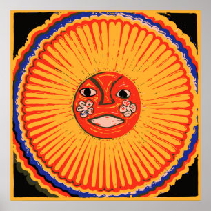 Pôster Arte do nativo americano de Huichol, o sol