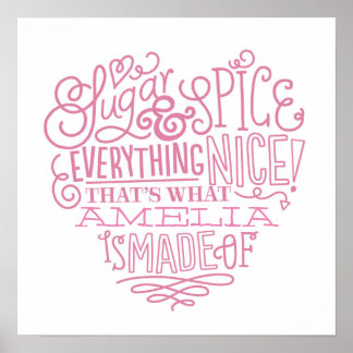 Pôster Arte do nome da criança de açúcar e especiarias