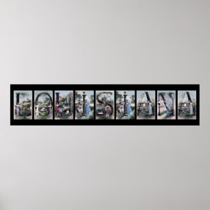 Pôster Arte do nome de letra do alfabeto de LOUISIANA