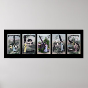 Pôster Arte do nome de letra do alfabeto de TEXAS