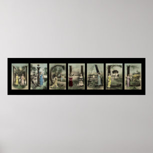 Pôster Arte do nome de letra do alfabeto do vintage