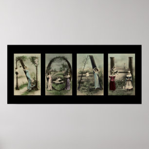 Pôster Arte do nome de letra do alfabeto do vintage