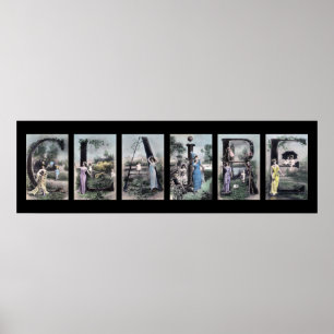 Pôster Arte do nome de letra do alfabeto do vintage de