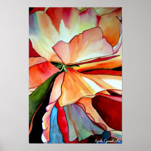Pôster Arte do original do watercolour da flor da begóni
